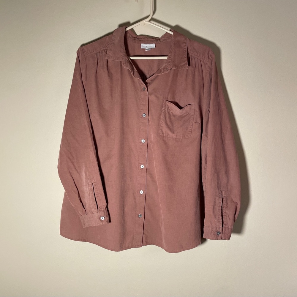 J. Jill Corduroy Button Up Pink Mauve Large